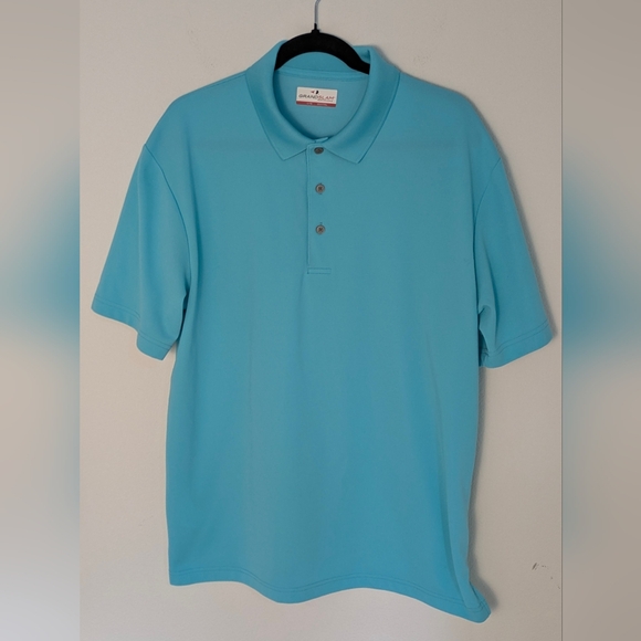 Grand Slam Other - GRAND SLAM Men's GOLF POLO TEE KNIT SHIRT EASY CARE Performance Sz L Turquoise